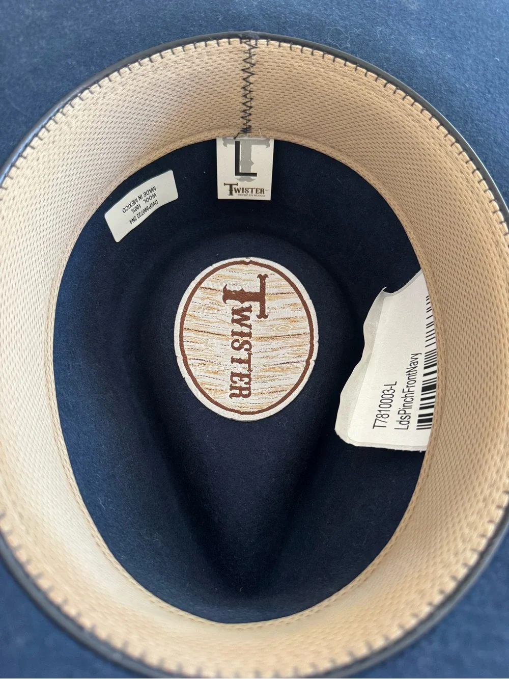 Twister Felt Western Cowboy Hat Navy Blue Size L Wide Brim